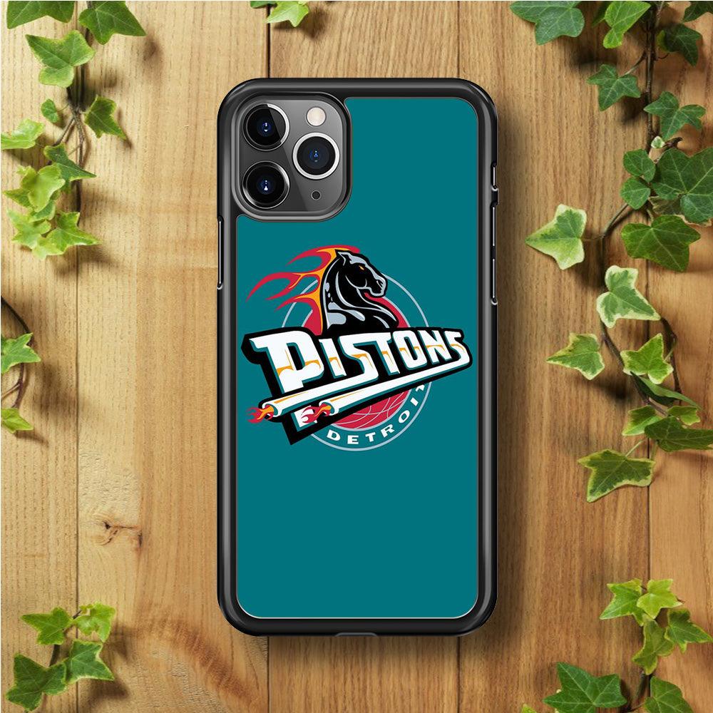 NBA Detroit Pistons Basketball 001 iPhone 11 Pro Case-Rubber / Black (2D Case)-Xtracase