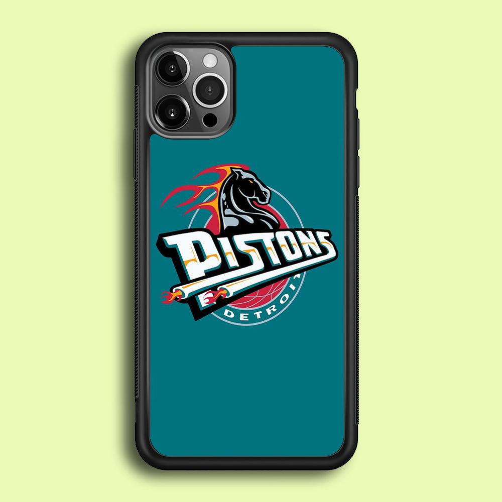 NBA Detroit Pistons Basketball 001 iPhone 12 Pro Case-Rubber / Black (2D Case)-Xtracase