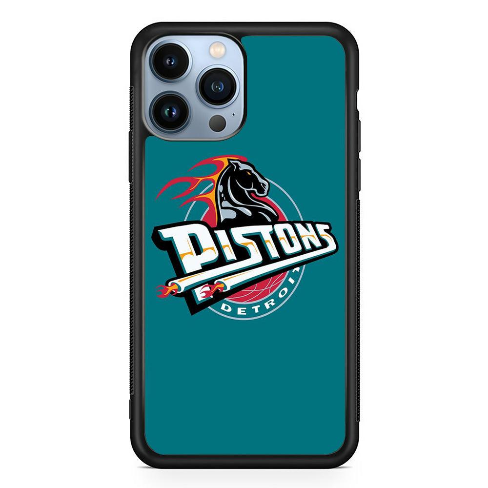 NBA Detroit Pistons Basketball 001 iPhone 13 Pro Case-Rubber / Black (2D Case)-Xtracase