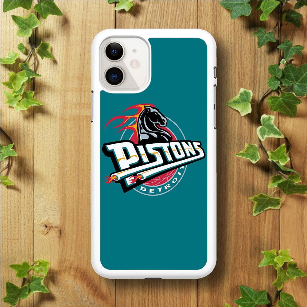 NBA Detroit Pistons Basketball 001 iPhone 11 Case-Rubber / White (2D Case)-Xtracase