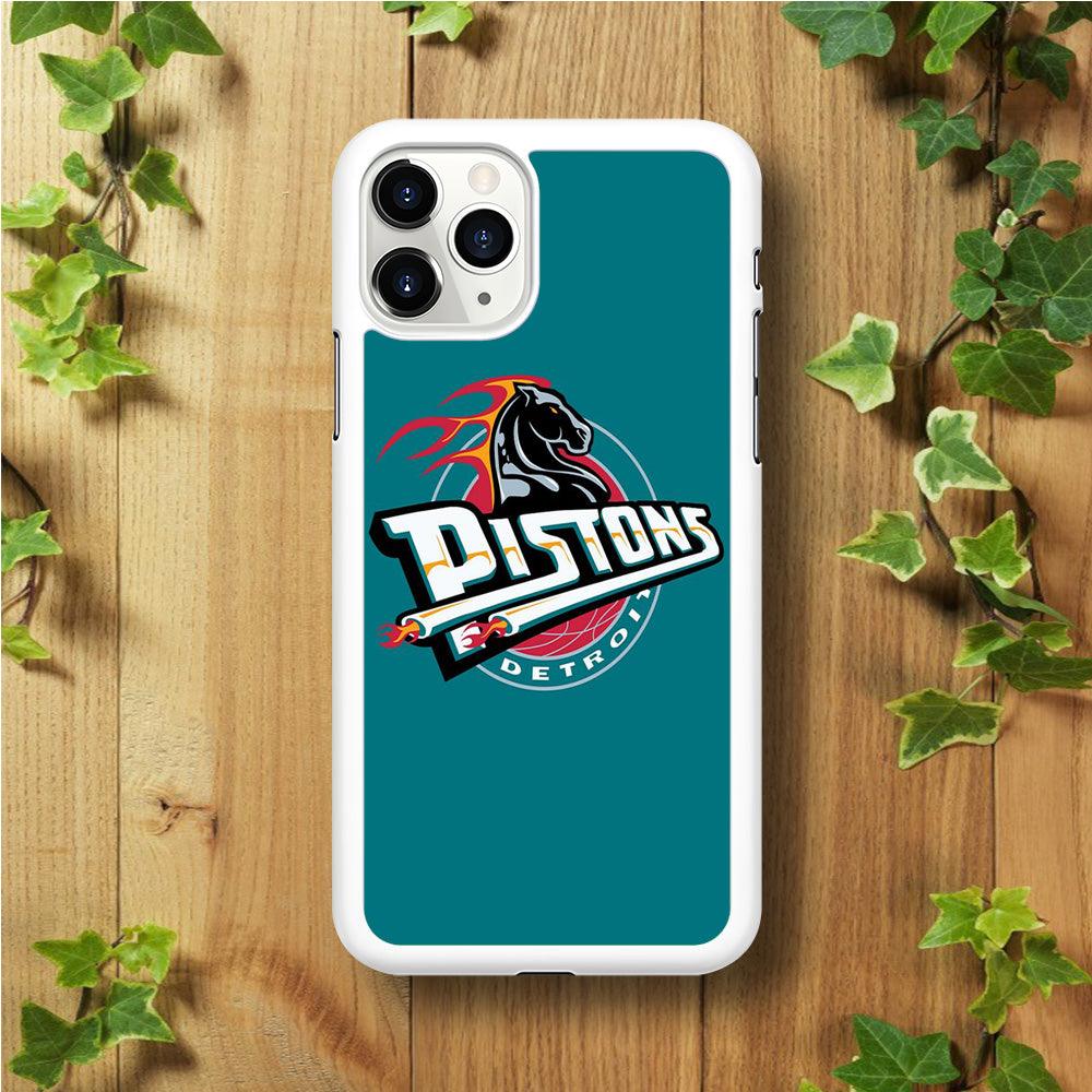 NBA Detroit Pistons Basketball 001 iPhone 11 Pro Max Case-Rubber / White (2D Case)-Xtracase
