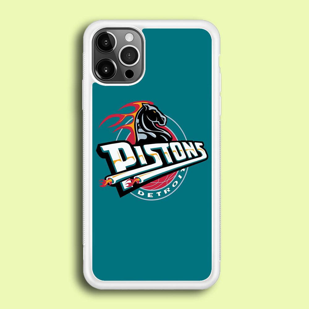 NBA Detroit Pistons Basketball 001 iPhone 12 Pro Case-Rubber / White (2D Case)-Xtracase