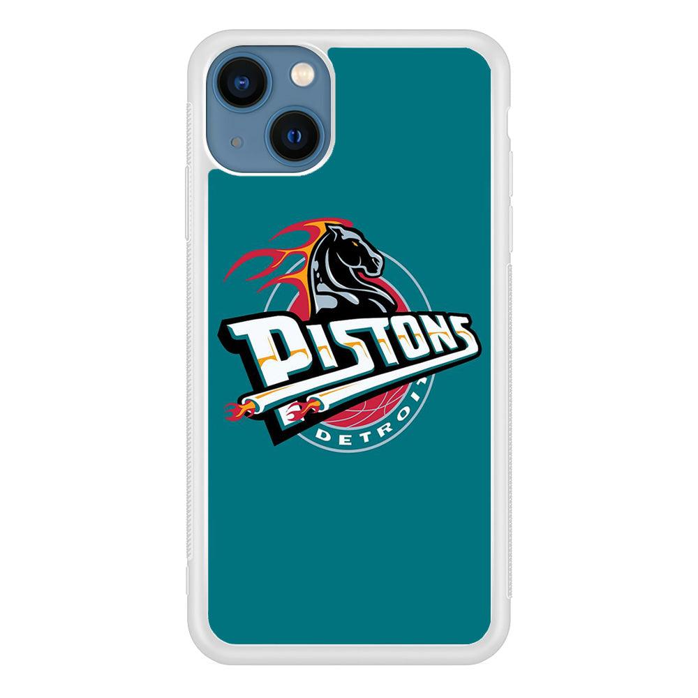 NBA Detroit Pistons Basketball 001 iPhone 13 Mini Case-Rubber / White (2D Case)-Xtracase