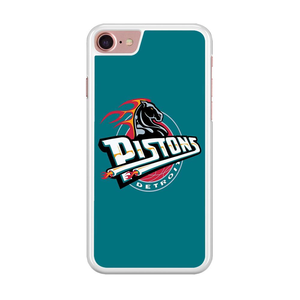 NBA Detroit Pistons Basketball 001 iPhone 7 Case-Rubber / White (2D Case)-Xtracase