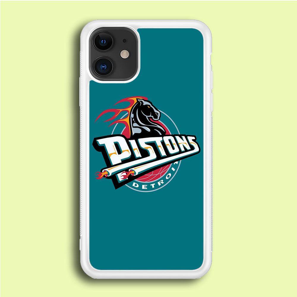NBA Detroit Pistons Basketball 001 iPhone 12 Case-Rubber / White (2D Case)-Xtracase