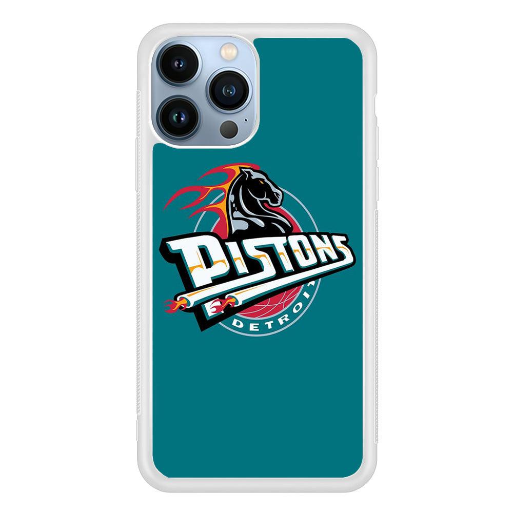 NBA Detroit Pistons Basketball 001 iPhone 13 Pro Max Case-Rubber / White (2D Case)-Xtracase