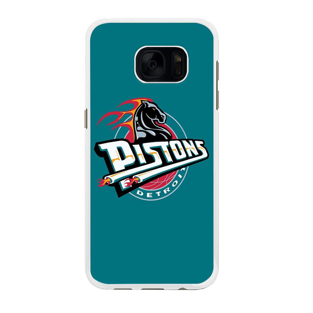 NBA Detroit Pistons Basketball 001 Samsung Galaxy S7 Edge Case-Rubber / White (2D Case)-Xtracase