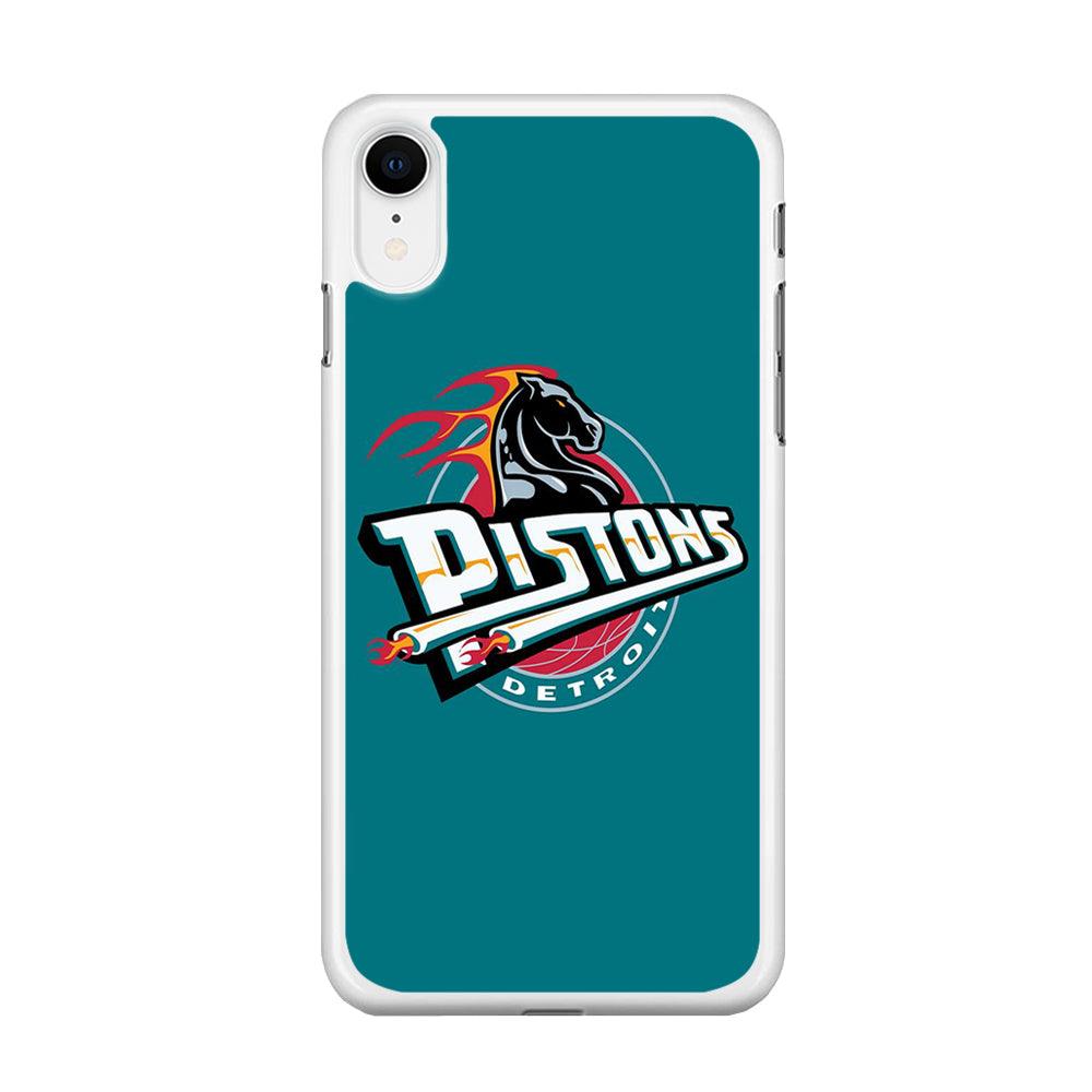 NBA Detroit Pistons Basketball 001 iPhone XR Case-Rubber / White (2D Case)-Xtracase