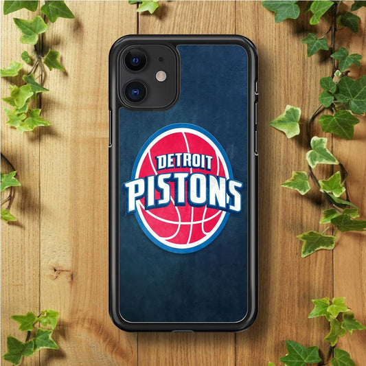 NBA Detroit Pistons Basketball 002 iPhone 11 Case-Rubber / Black (2D Case)-Xtracase