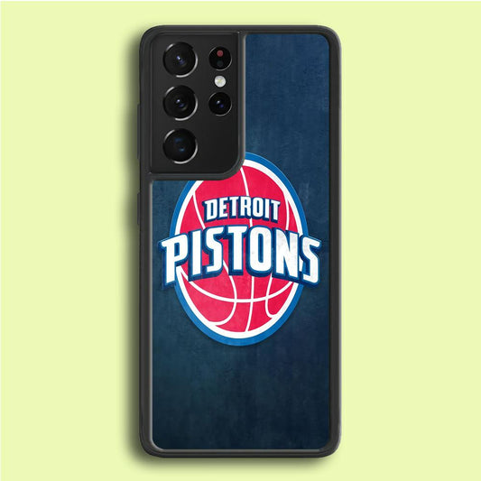 NBA Detroit Pistons Basketball 002 Samsung Galaxy S21 Ultra Case-Rubber / Black (2D Case)-Xtracase