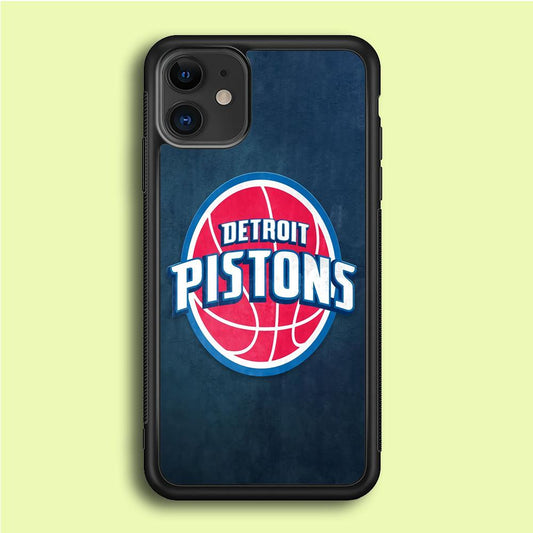 NBA Detroit Pistons Basketball 002 iPhone 12 Mini Case-Rubber / Black (2D Case)-Xtracase