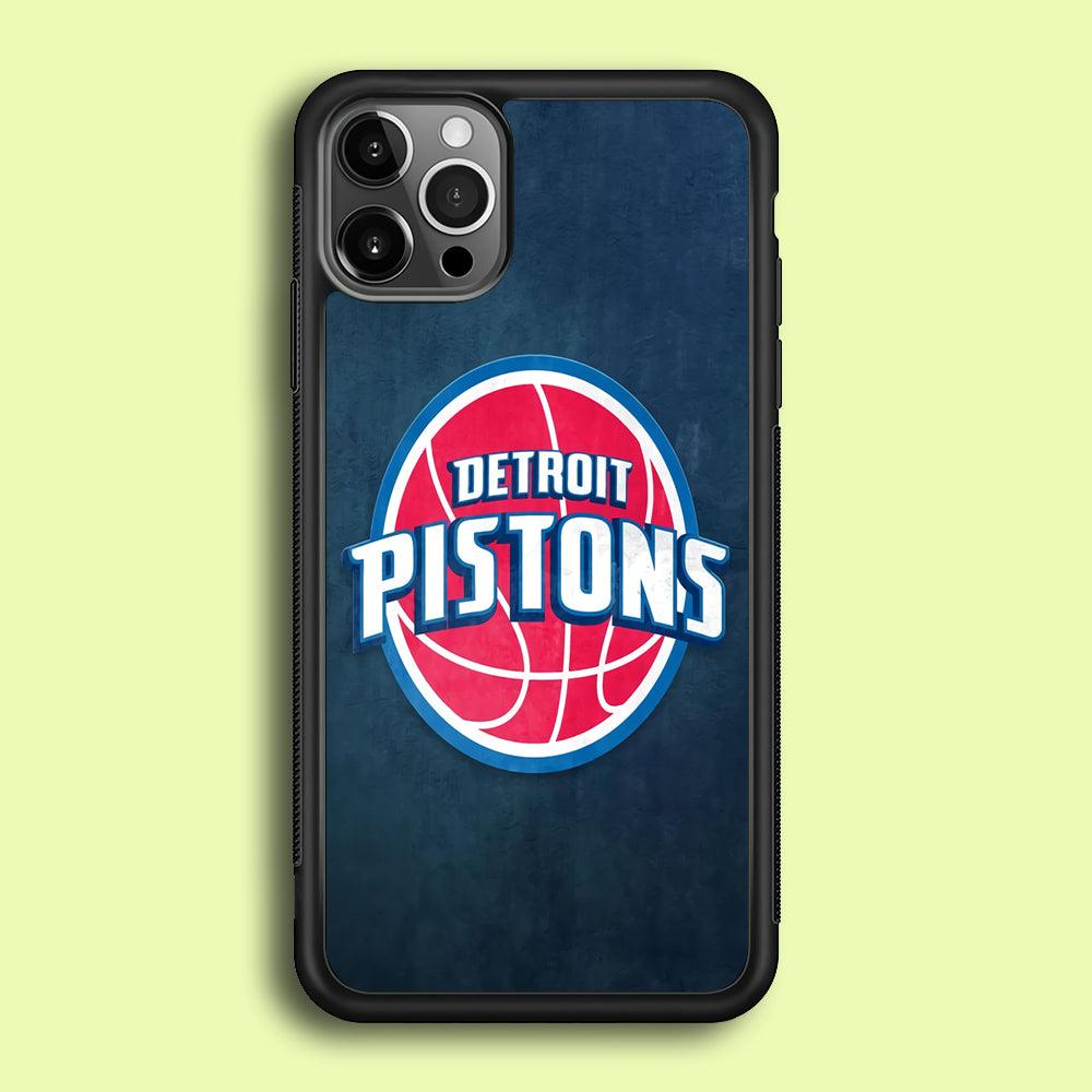 NBA Detroit Pistons Basketball 002 iPhone 12 Pro Case-Rubber / Black (2D Case)-Xtracase