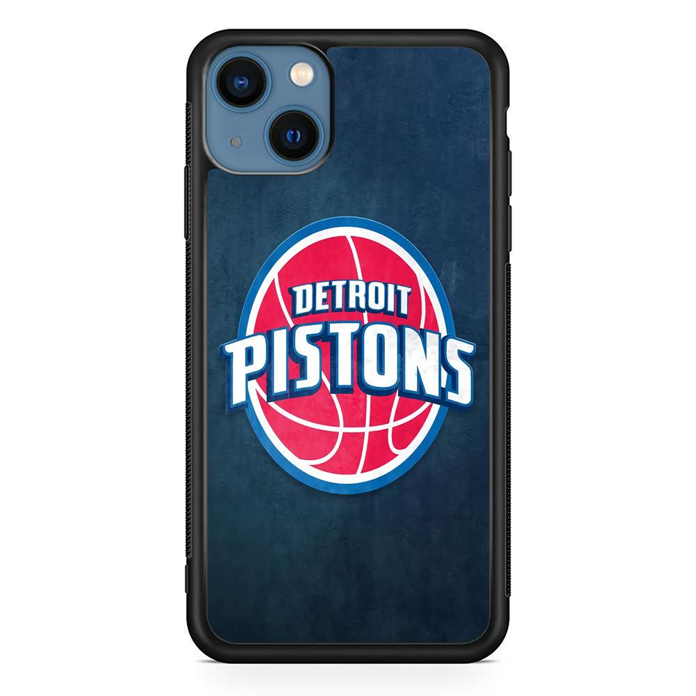 NBA Detroit Pistons Basketball 002 iPhone 13 Mini Case-Rubber / Black (2D Case)-Xtracase
