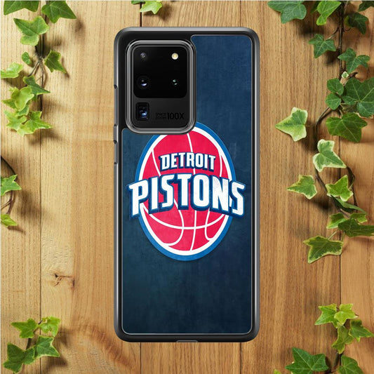 NBA Detroit Pistons Basketball 002 Samsung Galaxy S20 Ultra Case-Rubber / White (2D Case)-Xtracase