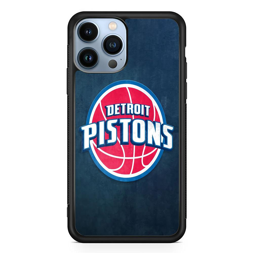 NBA Detroit Pistons Basketball 002 iPhone 13 Pro Case-Rubber / Black (2D Case)-Xtracase