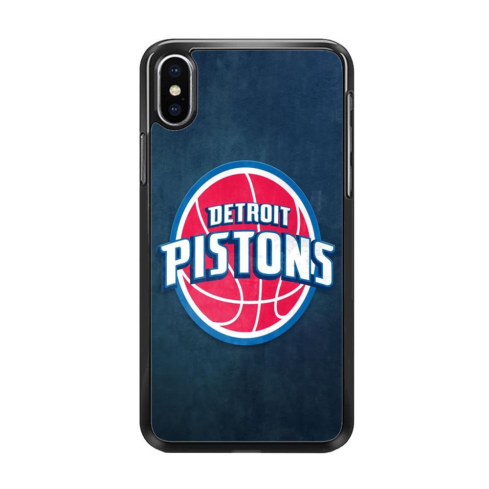 NBA Detroit Pistons Basketball 002 iPhone Xs Max Case-Rubber / Black (2D Case)-Xtracase