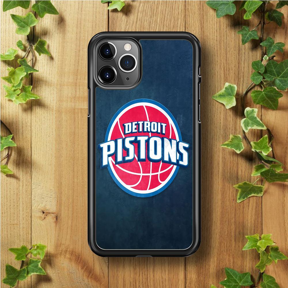 NBA Detroit Pistons Basketball 002 iPhone 11 Pro Case-Rubber / Black (2D Case)-Xtracase