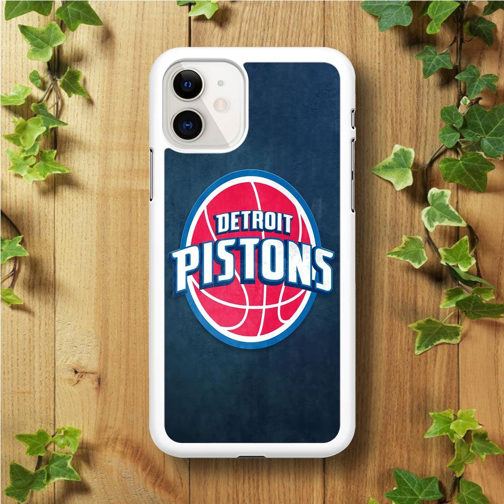 NBA Detroit Pistons Basketball 002 iPhone 11 Case-Rubber / White (2D Case)-Xtracase