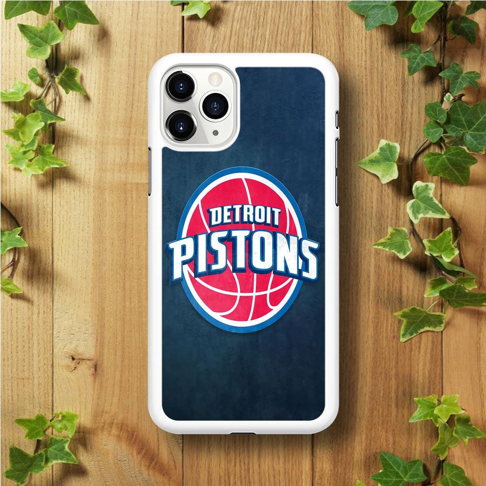 NBA Detroit Pistons Basketball 002 iPhone 11 Pro Max Case-Rubber / White (2D Case)-Xtracase