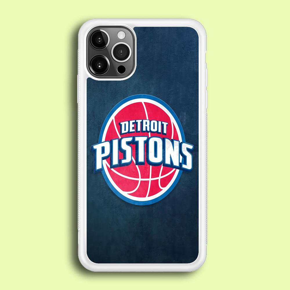 NBA Detroit Pistons Basketball 002 iPhone 12 Pro Case-Rubber / White (2D Case)-Xtracase
