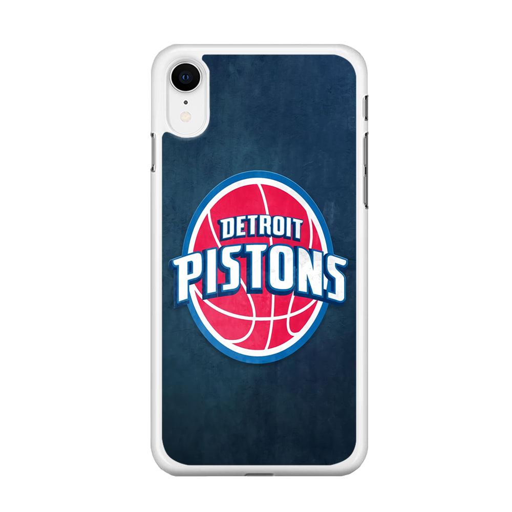 NBA Detroit Pistons Basketball 002 iPhone XR Case-Rubber / White (2D Case)-Xtracase