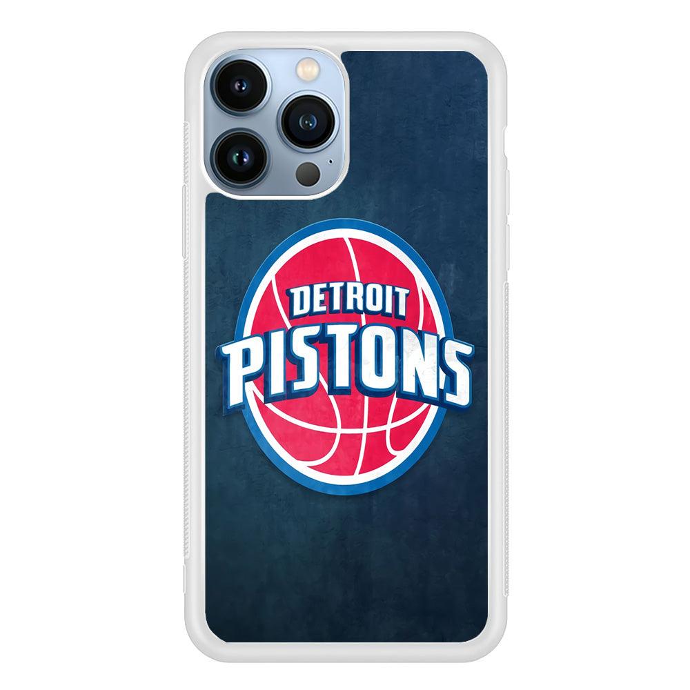 NBA Detroit Pistons Basketball 002 iPhone 13 Pro Max Case-Rubber / White (2D Case)-Xtracase