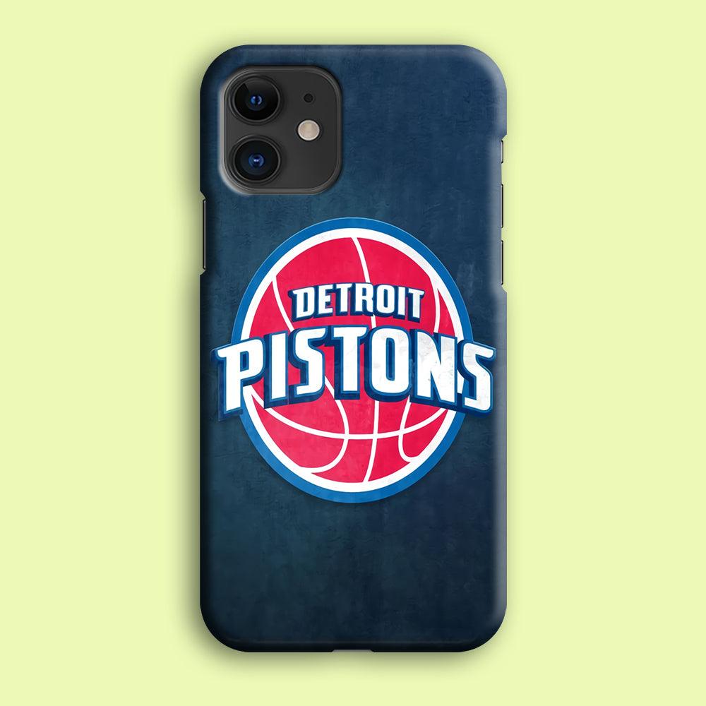 NBA Detroit Pistons Basketball 002 iPhone 12 Case-Rubber / White (2D Case)-Xtracase