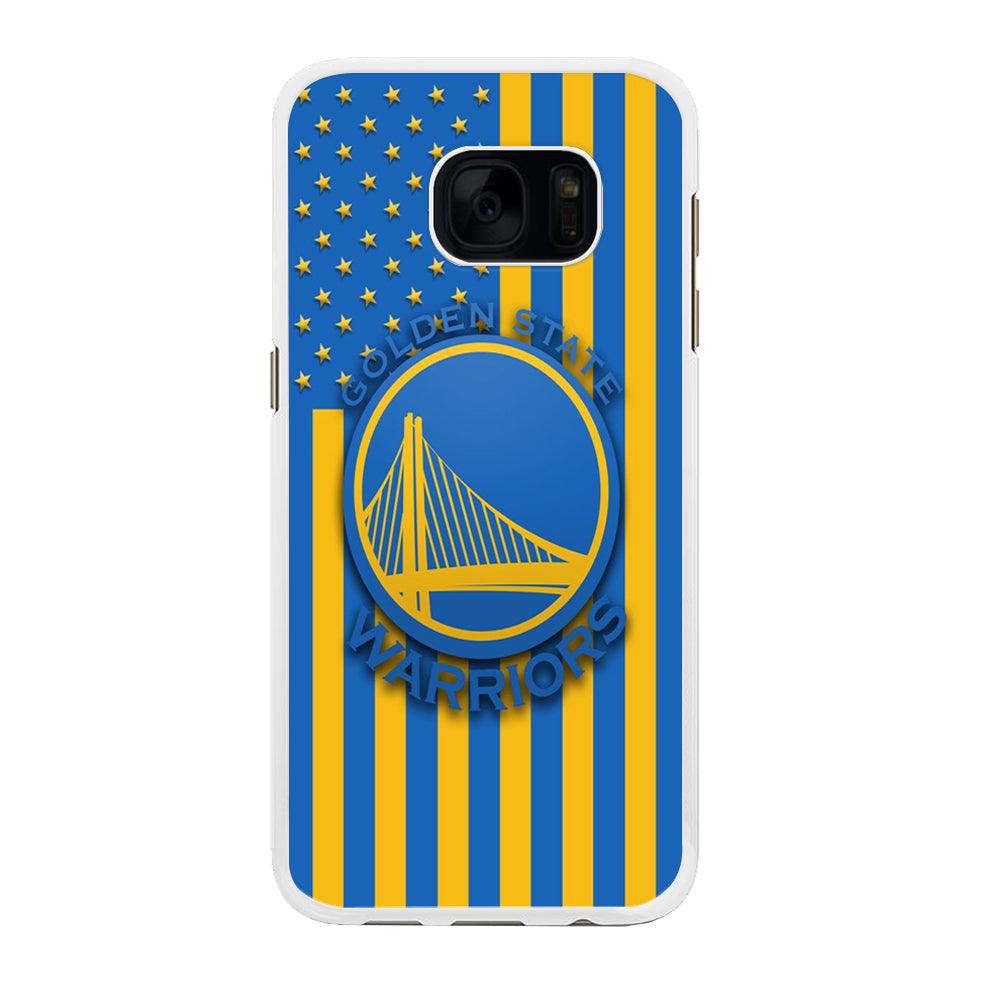 NBA Golden State Warriors Basketball 001 Samsung Galaxy S7 Edge Case-Rubber / White (2D Case)-Xtracase