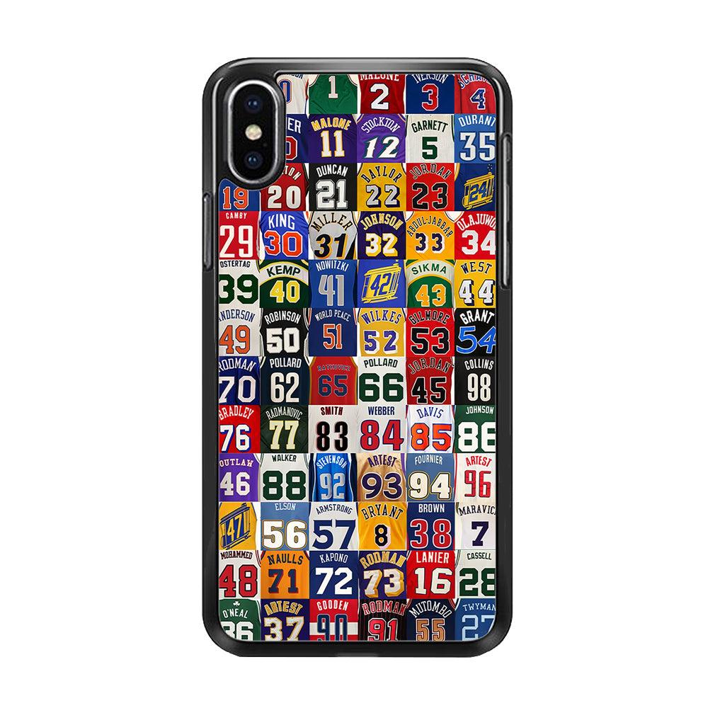 NBA Jersey Number Legends iPhone Xs Case-Rubber / Black (2D Case)-Xtracase