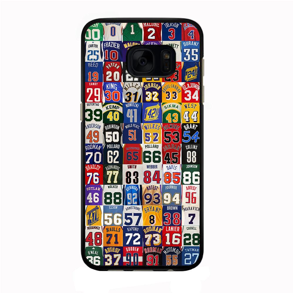 NBA Jersey Number Legends Samsung Galaxy S7 Edge Case-Rubber / Black (2D Case)-Xtracase