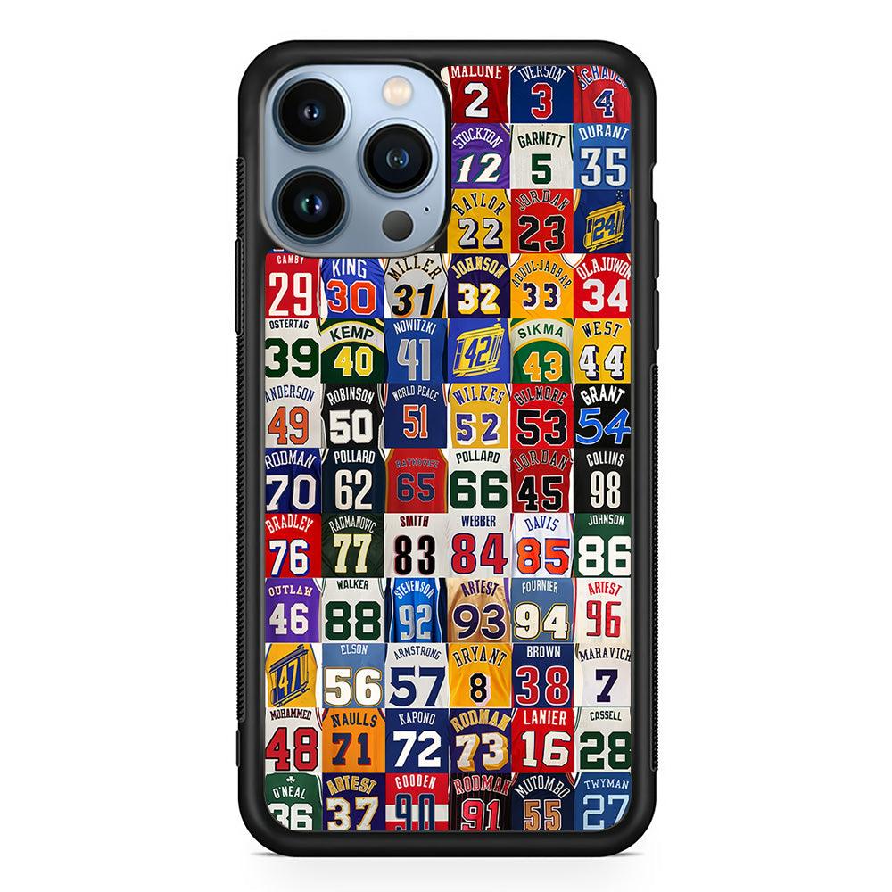 NBA Jersey Number Legends iPhone 13 Pro Max Case-Rubber / Black (2D Case)-Xtracase