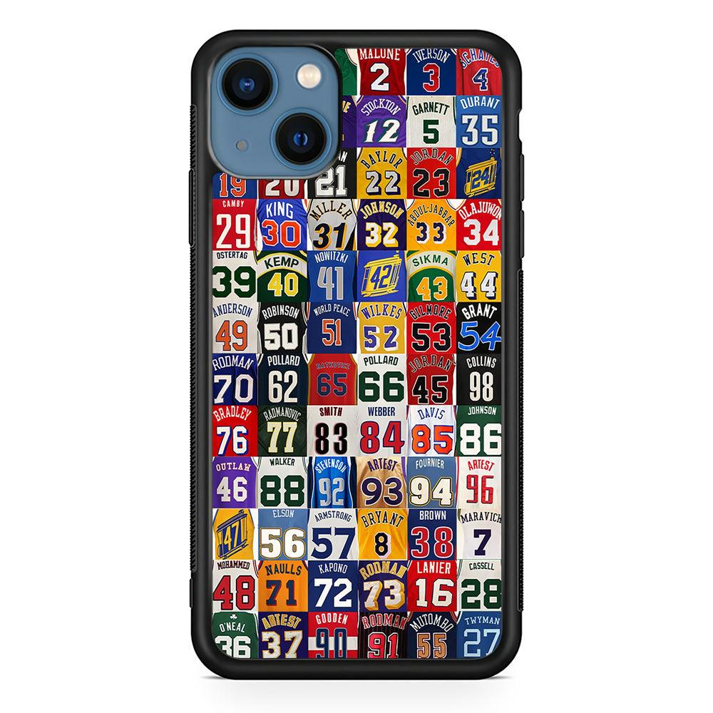 NBA Jersey Number Legends iPhone 13 Mini Case-Rubber / Black (2D Case)-Xtracase