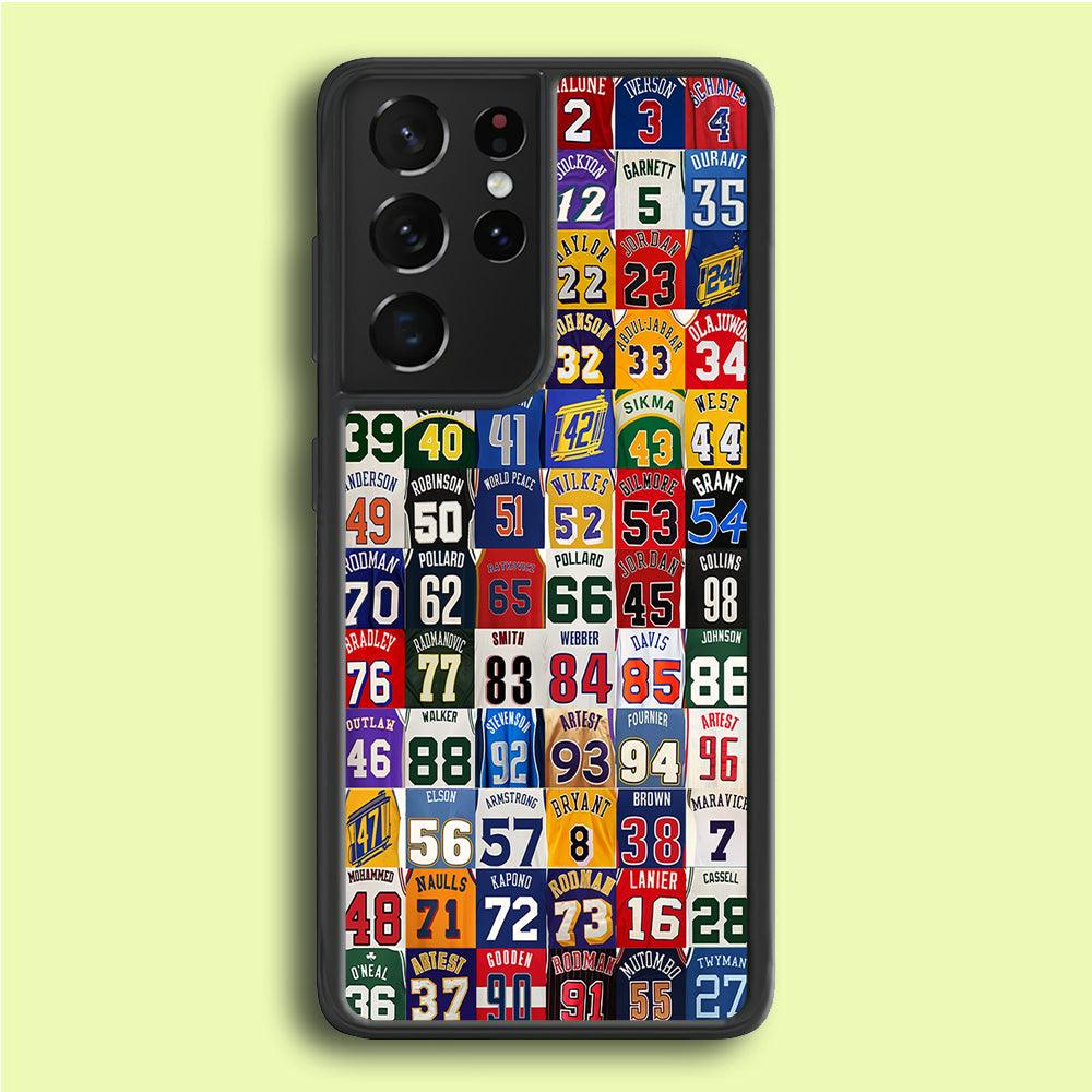 NBA Jersey Number Legends Samsung Galaxy S25 Ultra Case-Rubber / White (2D Case)-Xtracase
