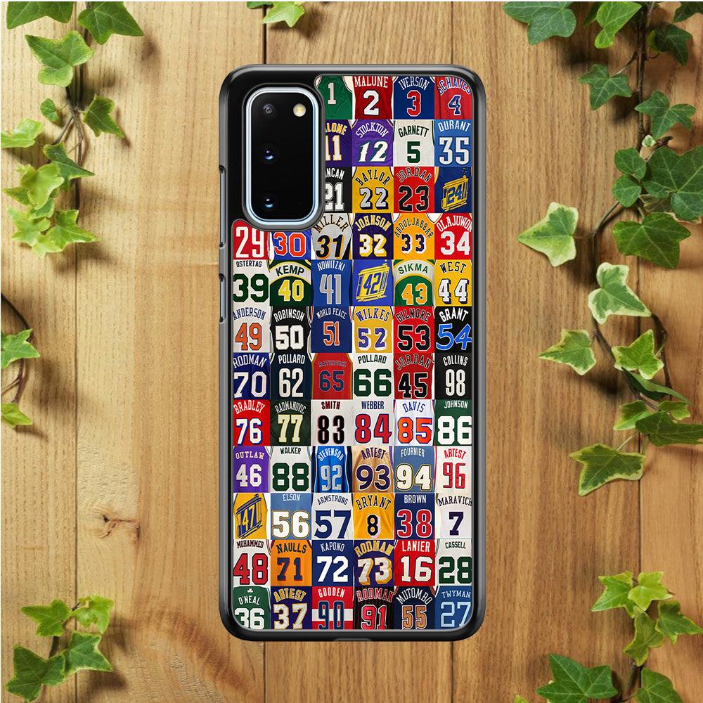 NBA Jersey Number Legends Samsung Galaxy S20 Case-Rubber / Black (2D Case)-Xtracase
