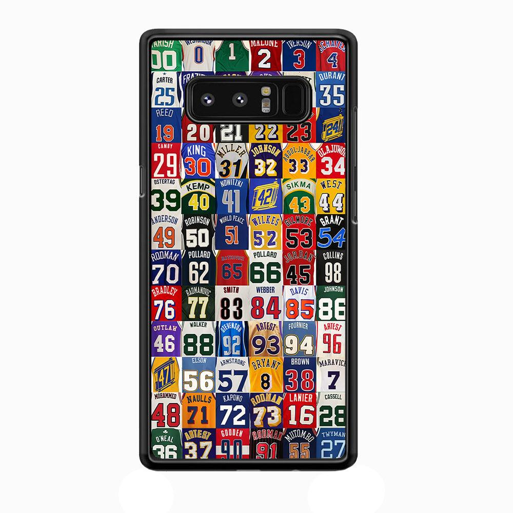 NBA Jersey Number Legends Samsung Galaxy Note 8 Case-Rubber / White (2D Case)-Xtracase