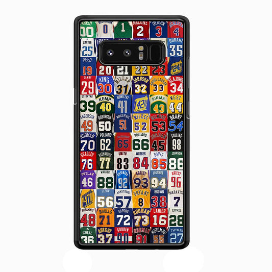 NBA Jersey Number Legends Samsung Galaxy Note 8 Case-Rubber / White (2D Case)-Xtracase