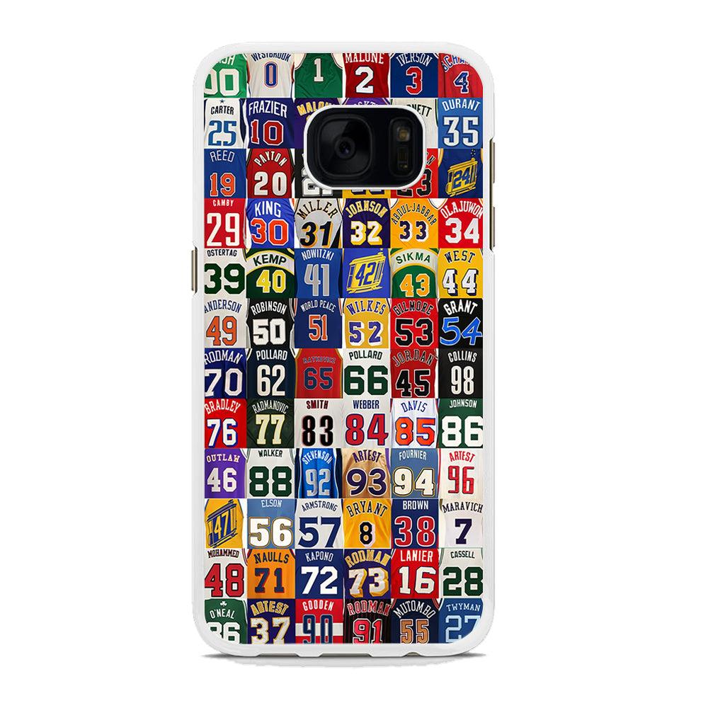 NBA Jersey Number Legends Samsung Galaxy S7 Edge Case-Rubber / White (2D Case)-Xtracase