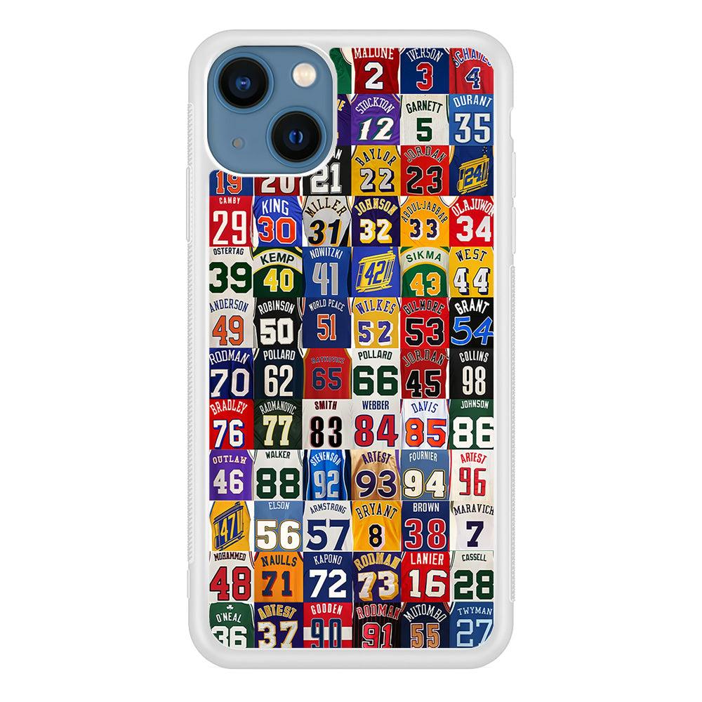NBA Jersey Number Legends iPhone 13 Mini Case-Rubber / White (2D Case)-Xtracase