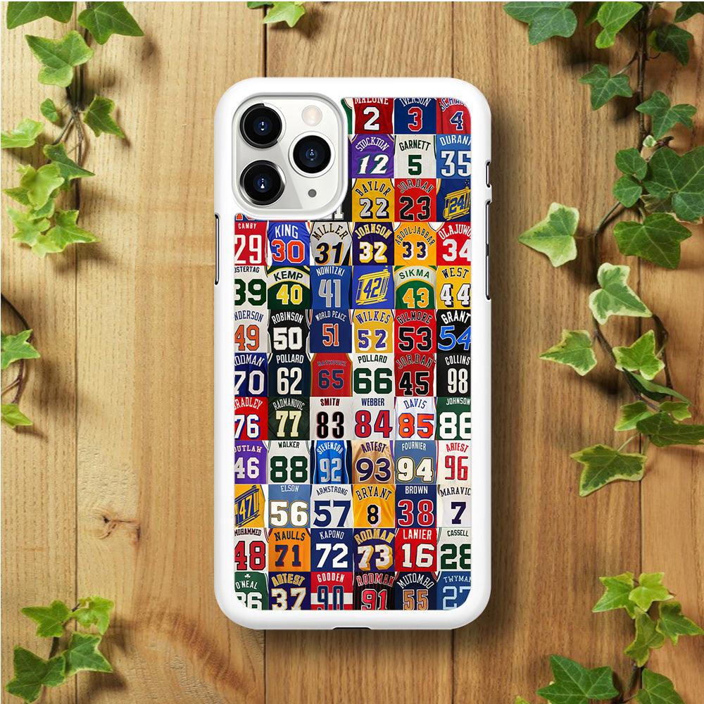 NBA Jersey Number Legends iPhone 11 Pro Max Case-Rubber / White (2D Case)-Xtracase