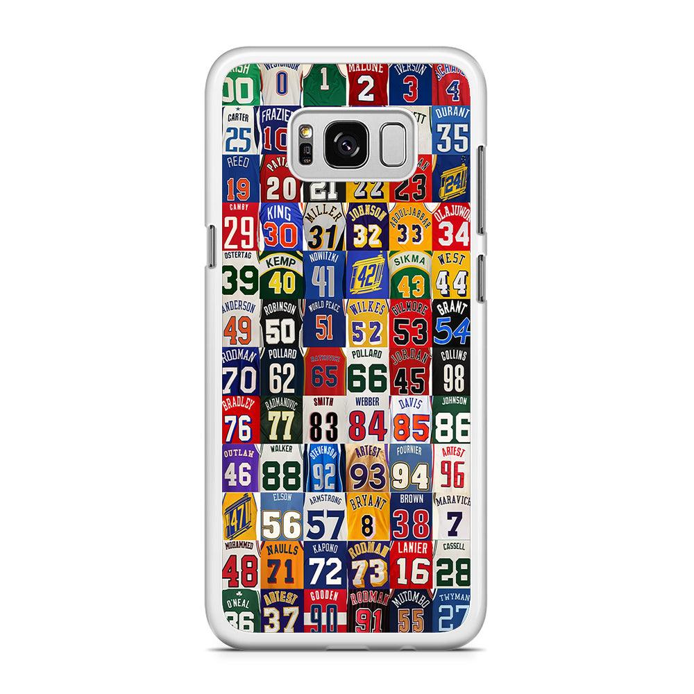 NBA Jersey Number Legends Samsung Galaxy S8 Case-Rubber / White (2D Case)-Xtracase