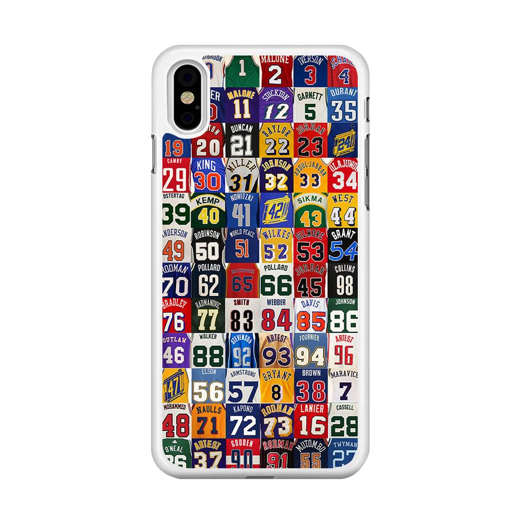 NBA Jersey Number Legends iPhone X Case-Rubber / White (2D Case)-Xtracase