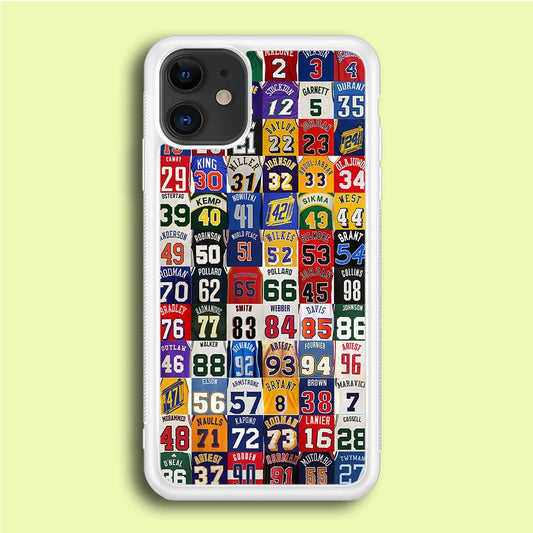 NBA Jersey Number Legends iPhone 12 Case-Rubber / White (2D Case)-Xtracase