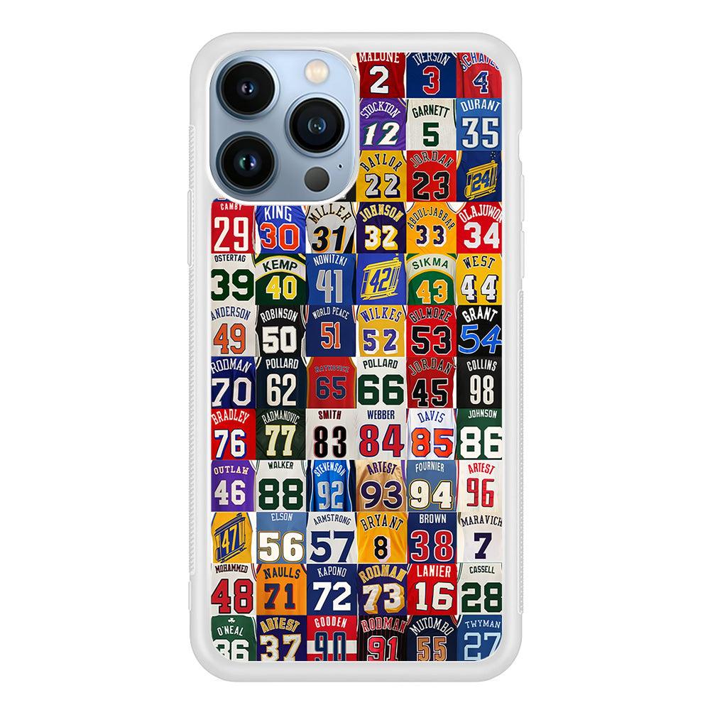 NBA Jersey Number Legends iPhone 13 Pro Max Case-Rubber / White (2D Case)-Xtracase