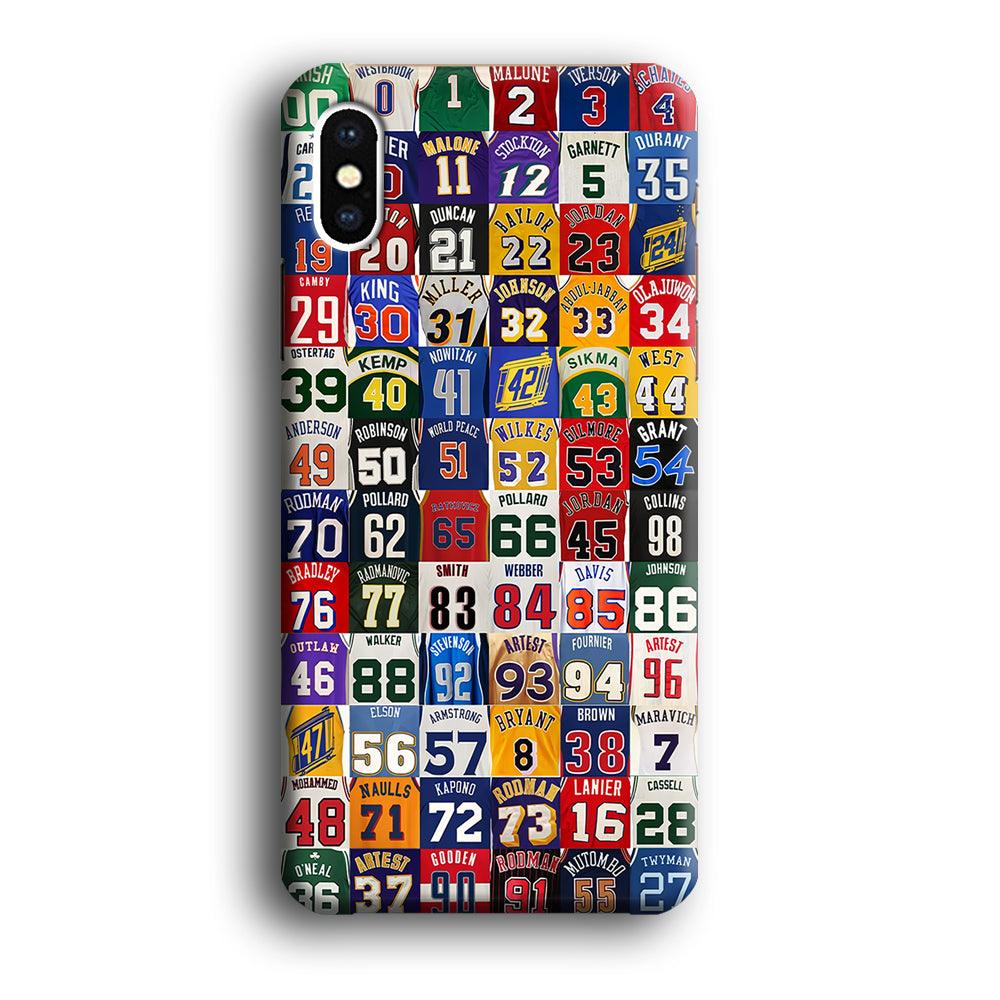 NBA Jersey Number Legends iPhone Xs Case-Plastic / Full Wrap (3D Case)-Xtracase
