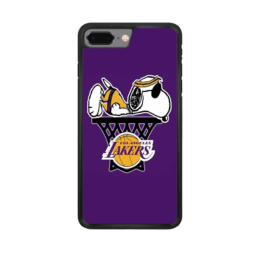 NBA Lakers Snoopy Basketball iPhone 7 Plus Case-Rubber / Black (2D Case)-Xtracase