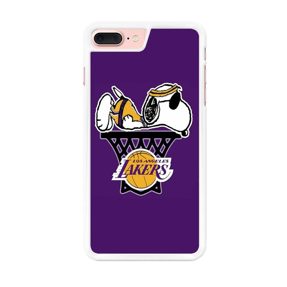 NBA Lakers Snoopy Basketball iPhone 7 Plus Case-Rubber / White (2D Case)-Xtracase