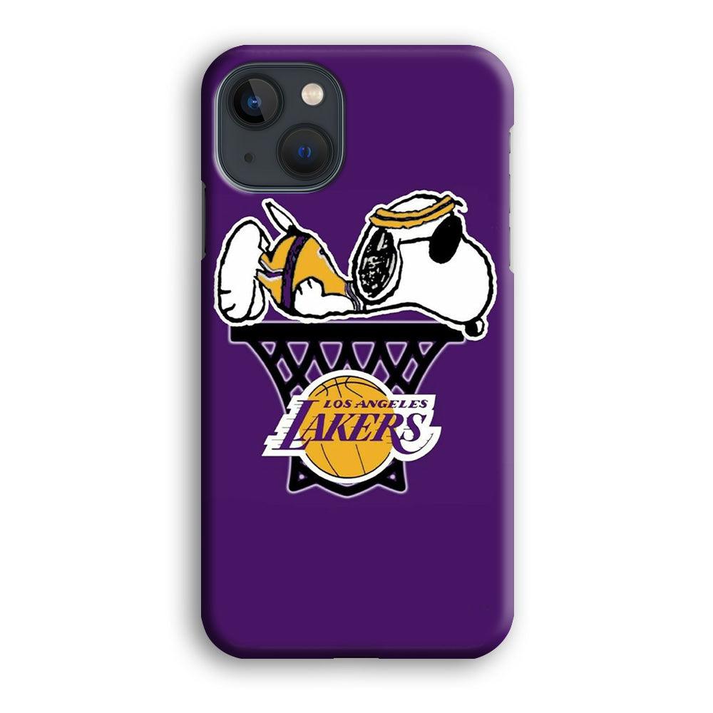 NBA Lakers Snoopy Basketball iPhone 13 Mini Case-Plastic / Full Wrap (3D Case)-Xtracase
