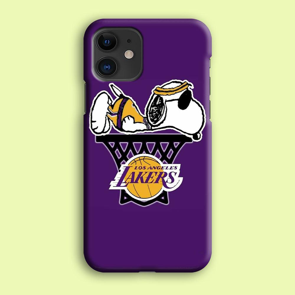 NBA Lakers Snoopy Basketball iPhone 12 Case-Plastic / Full Wrap (3D Case)-Xtracase