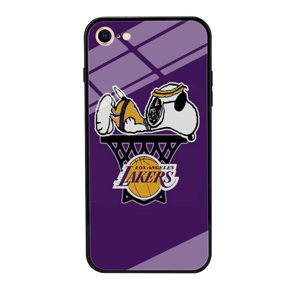 NBA Lakers Snoopy Basketball iPhone 7 Case-Tempered Glass Case-Xtracase
