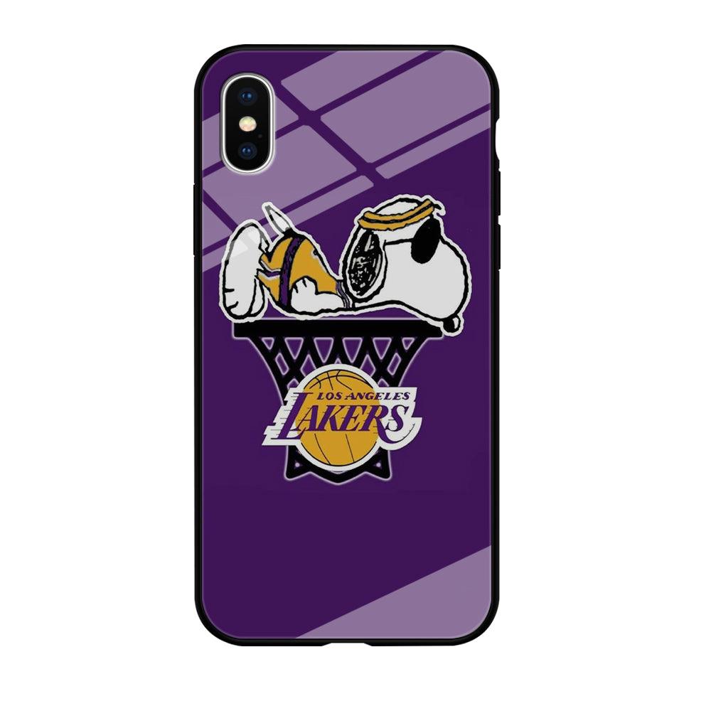 NBA Lakers Snoopy Basketball iPhone X Case-Tempered Glass Case-Xtracase